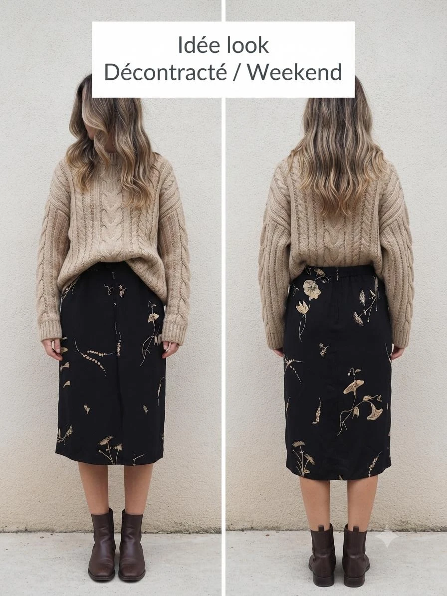 🖤Chique Krijtjurk met Beige Patroon, Vintage Weill (Maat 42) – photo 7